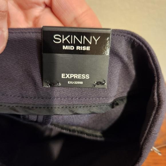 Express Stretch Mid Rise Skinny Gray Pants - Picture 6 of 7